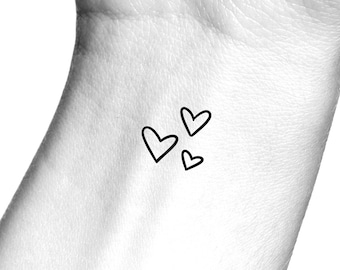 3 Hearts Temporary Tattoo