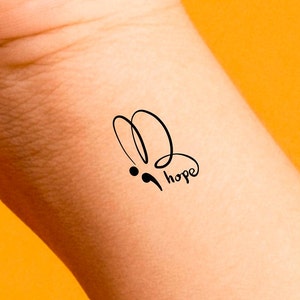 Hope Semicolon Butterfly Temporary Tattoo