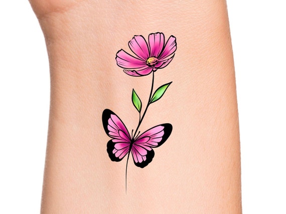Small Pink Butterfly Tattoo