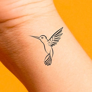 Hummingbird Outline Temporary Tattoo / animal tattoo / bird tattoos