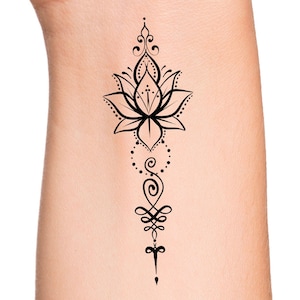 Lotus Unalome Temporary Tattoo