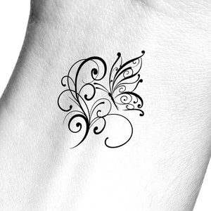 Little Butterfly Swirls Temporary Tattoo