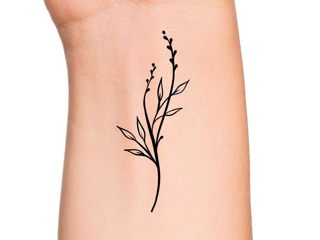 Dainty Leaves Branch Temporary Tattoo - Etsy