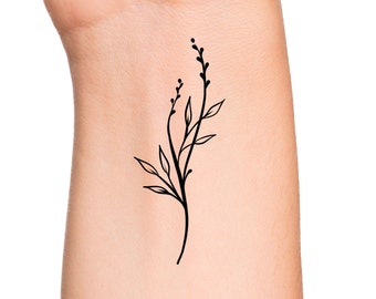 Dainty Leaves Branch Temporary Tattoo
