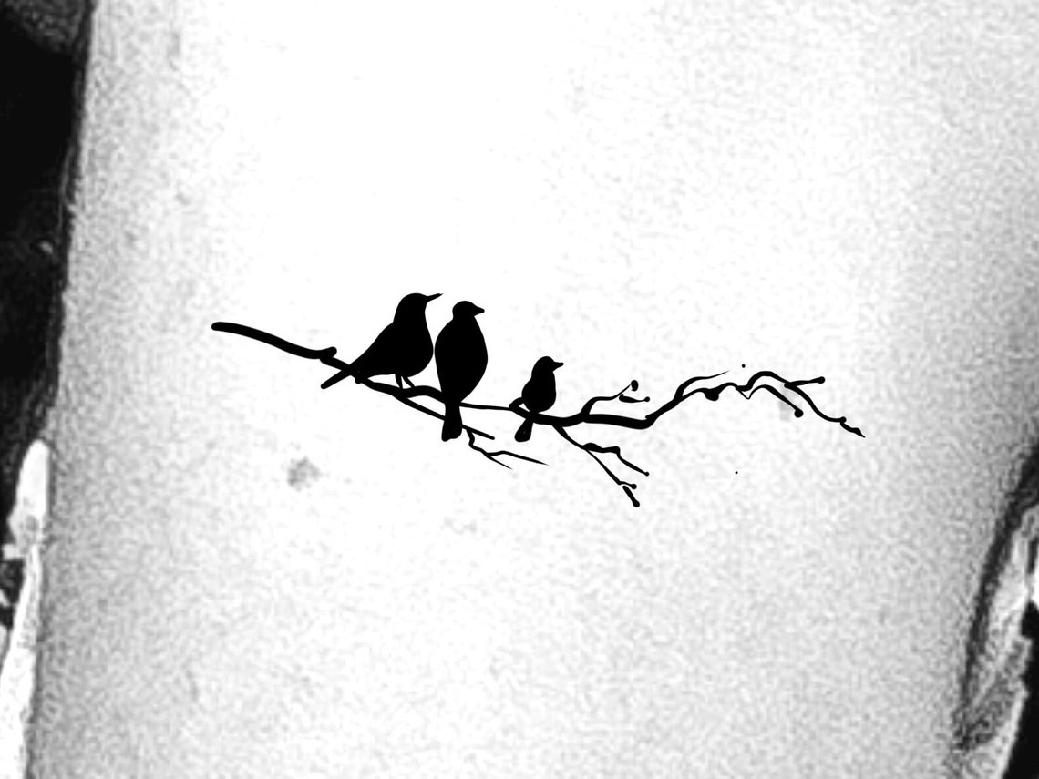 Black Birds on Branch Temporary Tattoo - Etsy