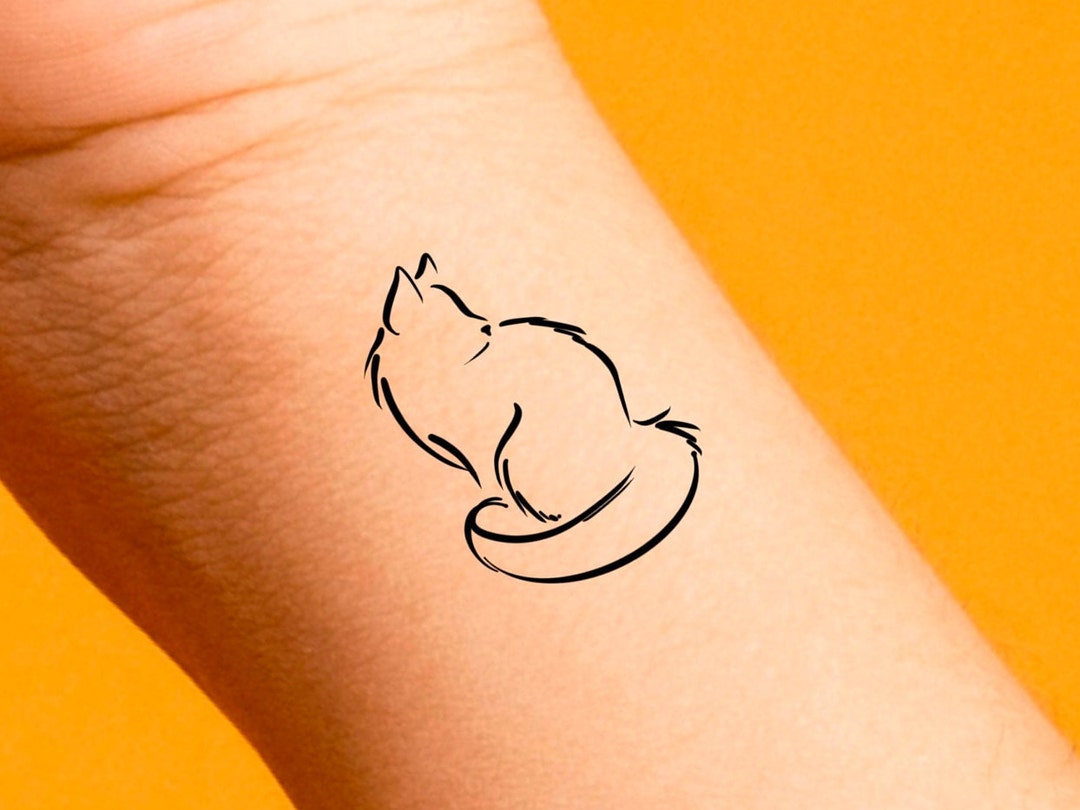 Fluffy Cat Temporary Tattoo / Cat Tattoos / Animal Tattoos Etsy