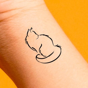 Fluffy Cat Temporary Tattoo / cat tattoos / animal tattoos