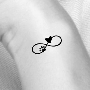 Infinity Paw Print Heart Temporary Tattoo