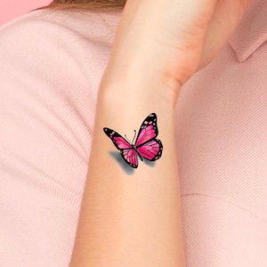 3D Pink Butterfly Temporary Tattoo