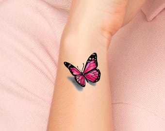 3D Pink Butterfly Temporary Tattoo