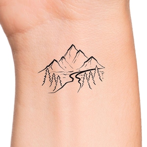 Mountain Trees Temporary Tattoo