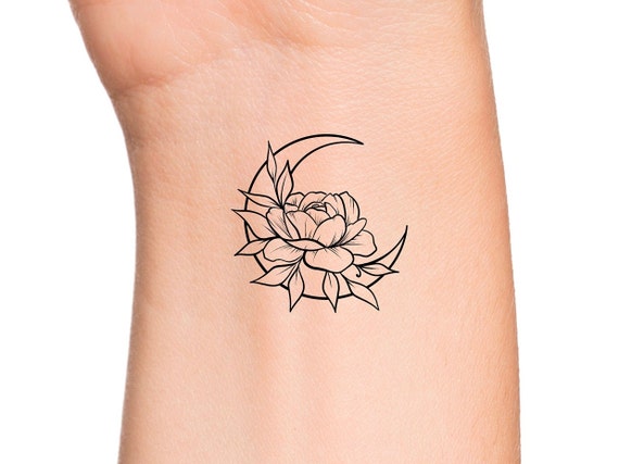 Moon rose tattoo design