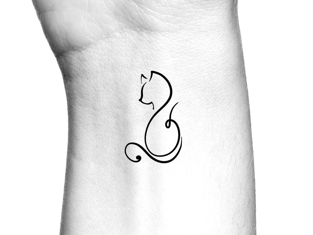 Cat Line Temporary Tattoo / Cat Tattoos / Animal Tattoos Etsy