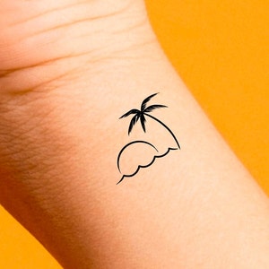 Palm Tree Wave Sunset Temporary Tattoo