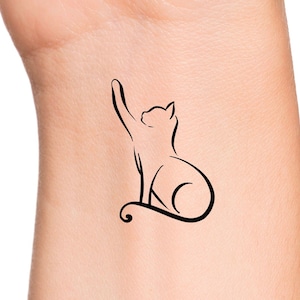 Cat Reaching Temporary Tattoo / cat tattoos / animal tattoos