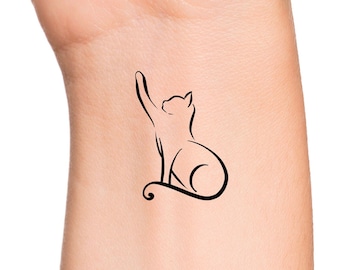 Cat Reaching Temporary Tattoo / cat tattoos / animal tattoos