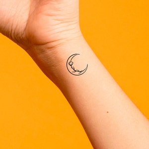 Floral Moon Temporary Tattoo / crescent moon tattoo