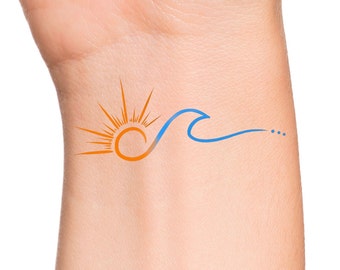 Sun Wave Temporary Tattoo / color tattoo