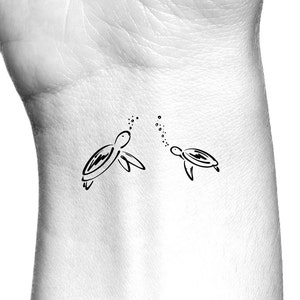 2 Sea Turtle Bubbles Temporary Tattoo - Etsy