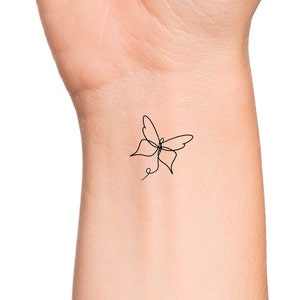 One Line Butterfly Temporary Tattoo