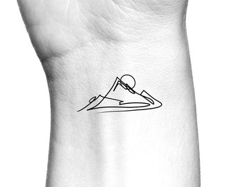 Mountain 1 line Temporary Tattoo