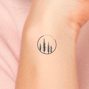 4 Trees Circle Temporary Tattoo