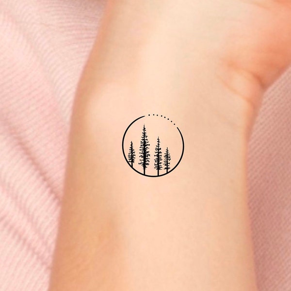 4 Trees Circle Temporary Tattoo