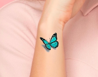 3D Blue Butterfly Temporary Tattoo