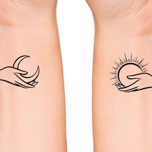 Sun and Moon Matching Temporary Tattoo / matching tattoos / sister tattoos / sibling tattoos / best friends tattoo