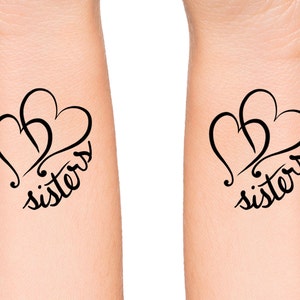 Sister Hearts Temporary Tattoo / matching tattoos / bff tattoo / best friends tattoo