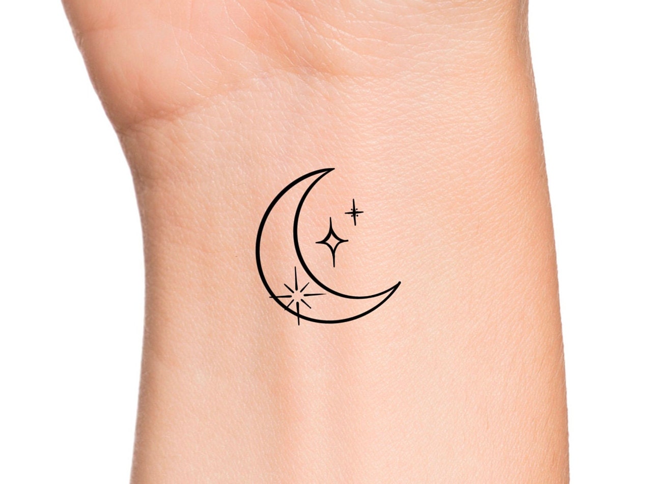 Crescent Moon With Stars Tattoo Bronctattooaus
