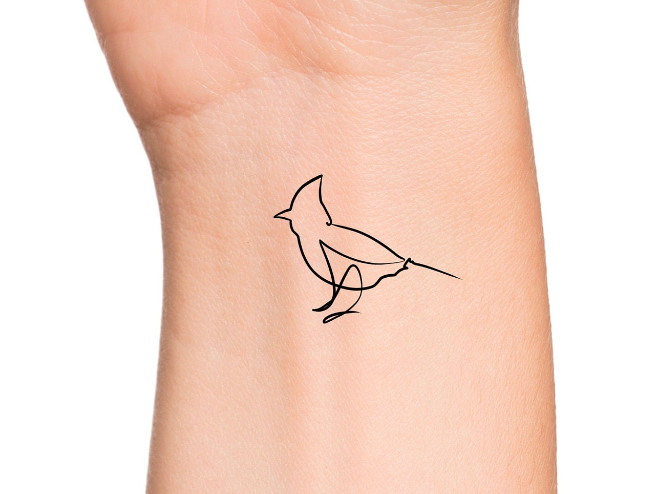 Cardinal Bird Line Temporary Tattoo  Etsy