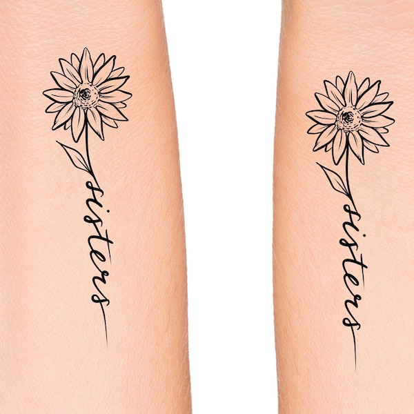 Sisters Flower Temporary Tattoo / matching tattoo / best friend tattoo / bff tattoos