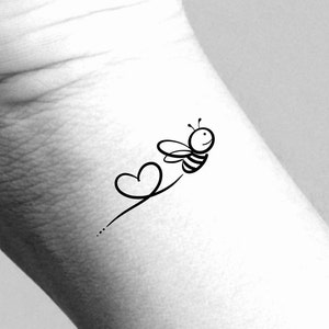 Bee Heart Temporary Tattoo