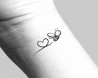 Bee Heart Temporary Tattoo