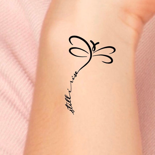 Dragonfly Still I Rise Temporary Tattoo
