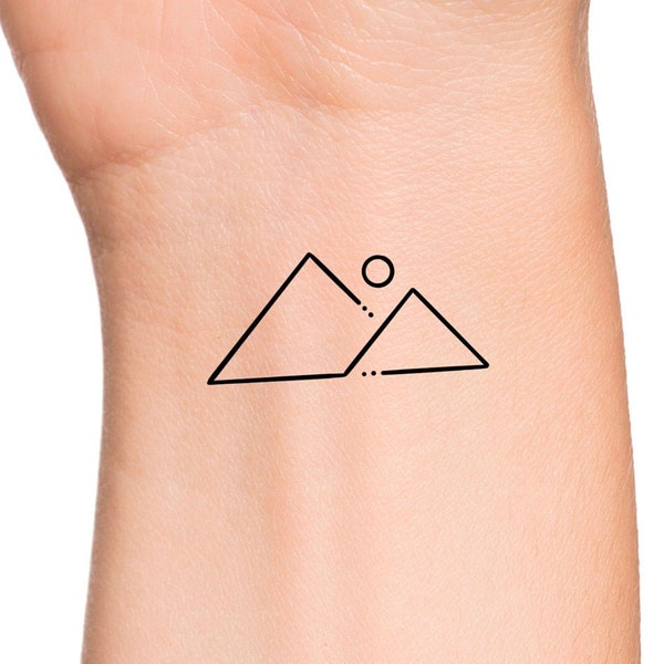 Simple Mountains Triangle Temporary Tattoo