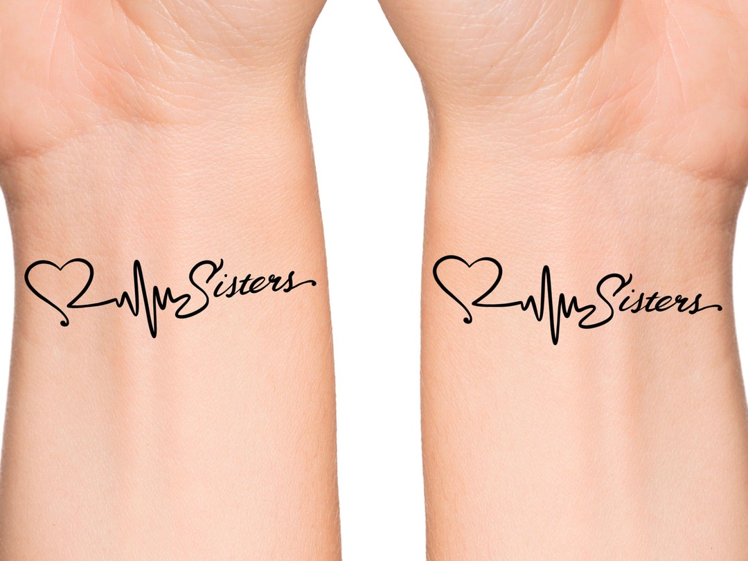 Sisters Heartbeat Temporary Tattoo / Matching Tattoos / Best image image