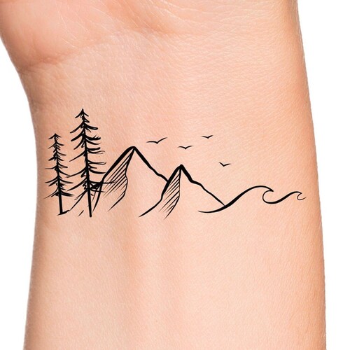 Mountain Temporary Tattoo / Small Mountain Tattoo / Little Etsy