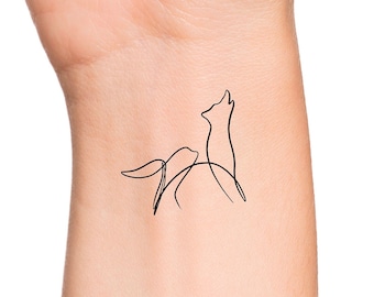 Wolf Outline Temporary Tattoo