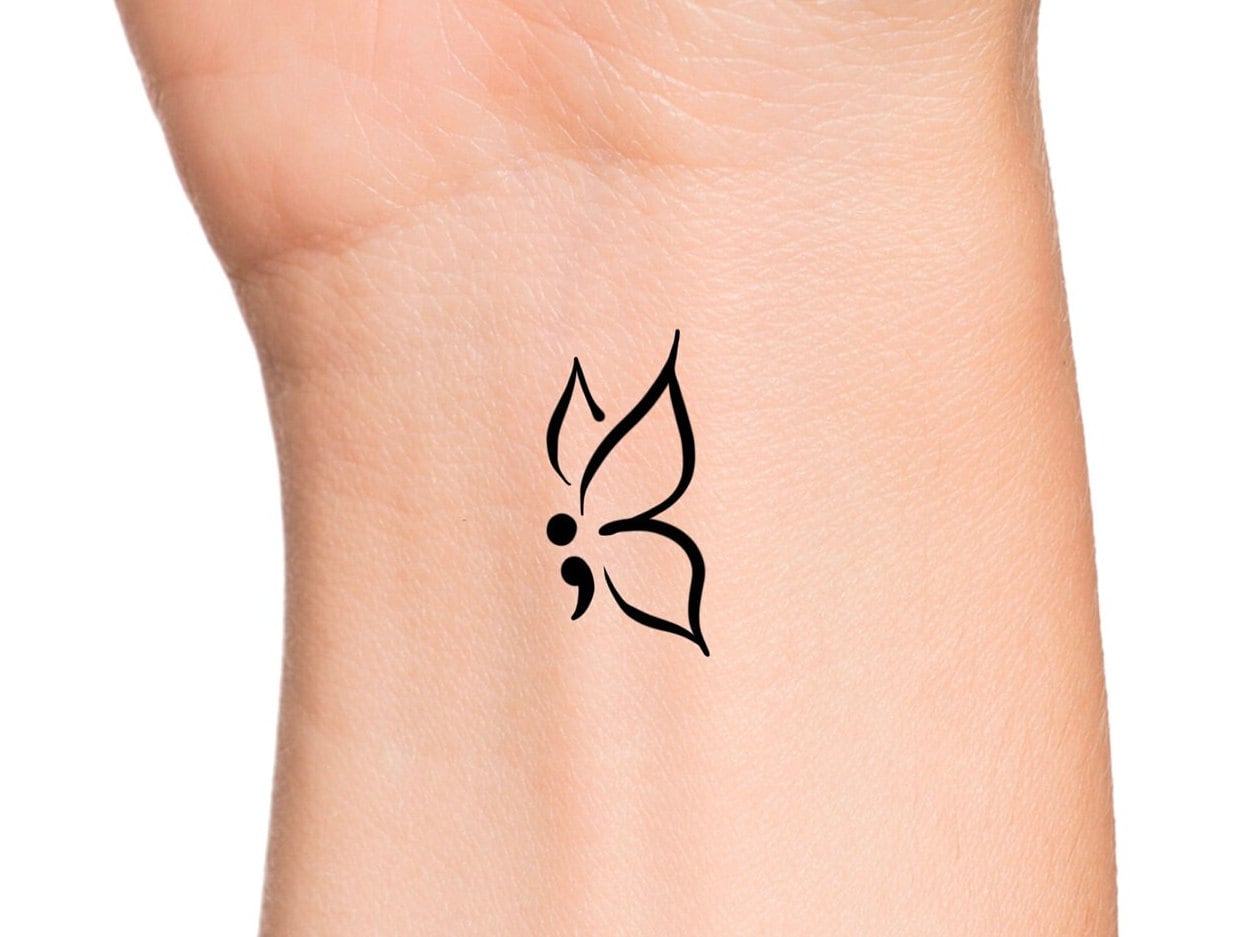 Semicolon Butterfly Temporary Tattoo