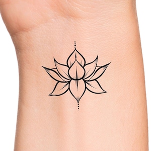 Lotus Temporary Tattoo / floral temp tattoo / Small wrist flower tattoo