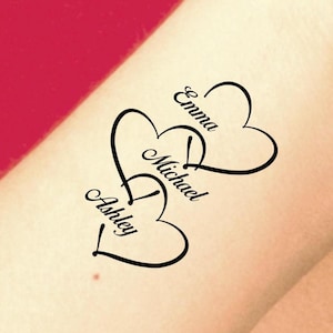 Custom Names Temporary Tattoo / custom name hearts tattoo