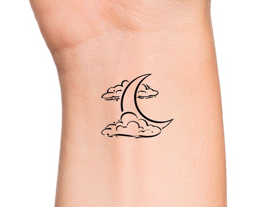Moon Clouds Temporary Tattoo - Etsy