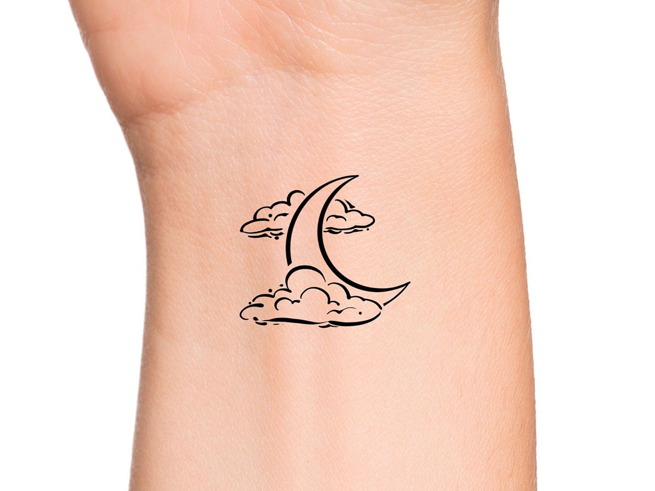 Moon Clouds Temporary Tattoo - Etsy