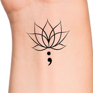 Semicolon Lotus Temporary Tattoo