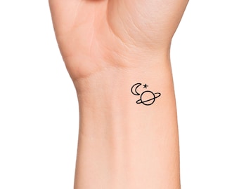 Planet Moon Stars Temporary Tattoo