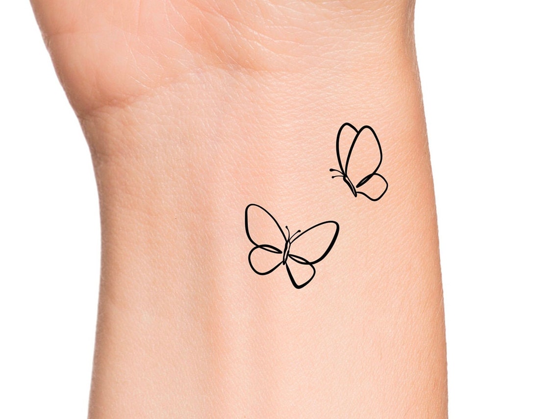 Butterfly Outlines Temporary Tattoo / Small Butterflies - Etsy