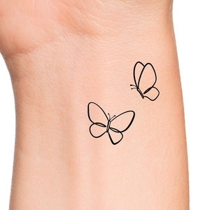 Schmetterling Outlines Temporäres Tattoo / kleine Schmetterlinge Bild 1