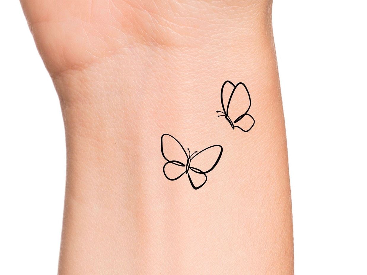 Butterfly Outlines Temporary Tattoo / Small Butterflies Etsy